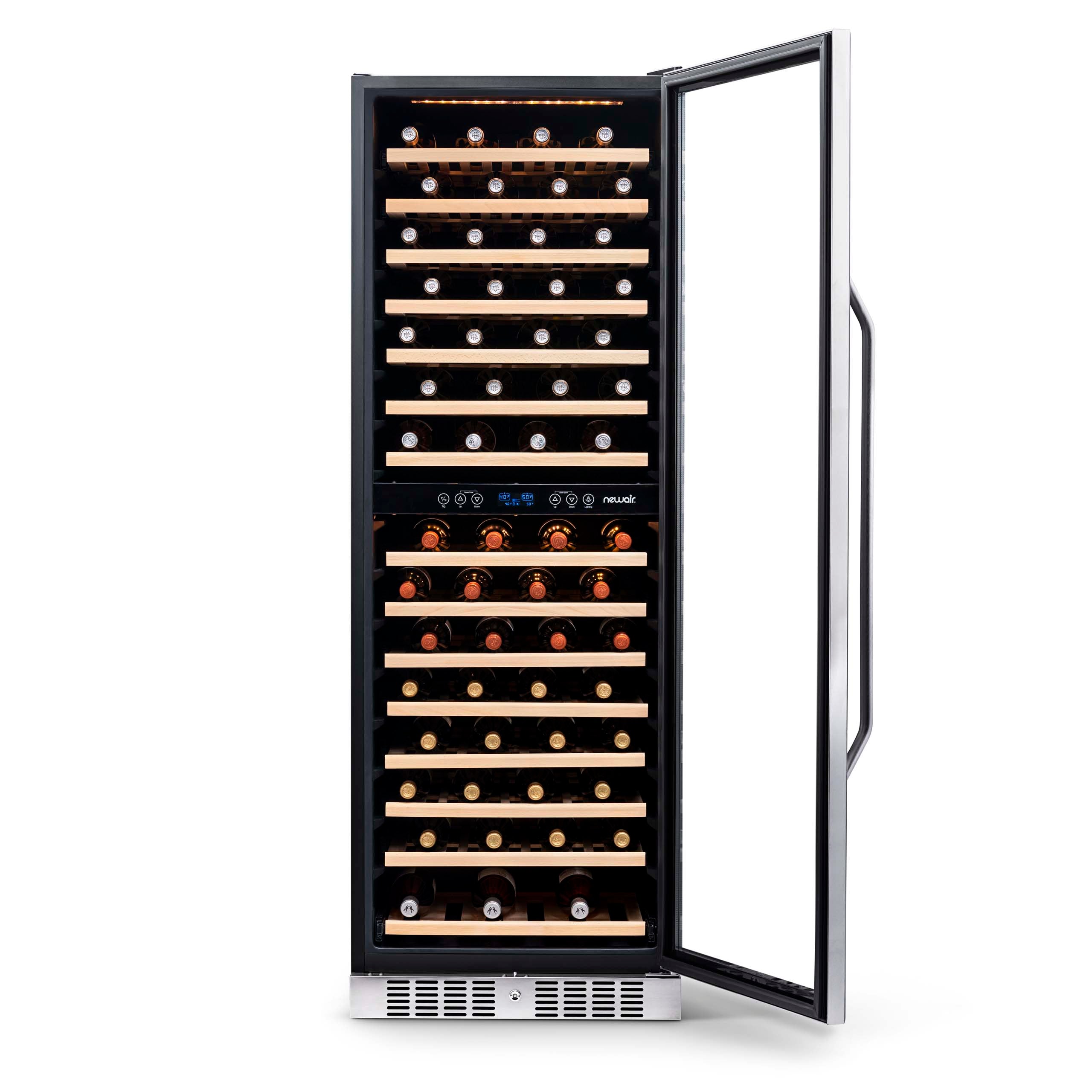 Newair 160 Bottle 27 Inch Built-In Dual Zone Wine Cooler Refrigerator - Stainless Steel Wine Fridge for Home Bar, Kitchen, or Wine Cellar Storage