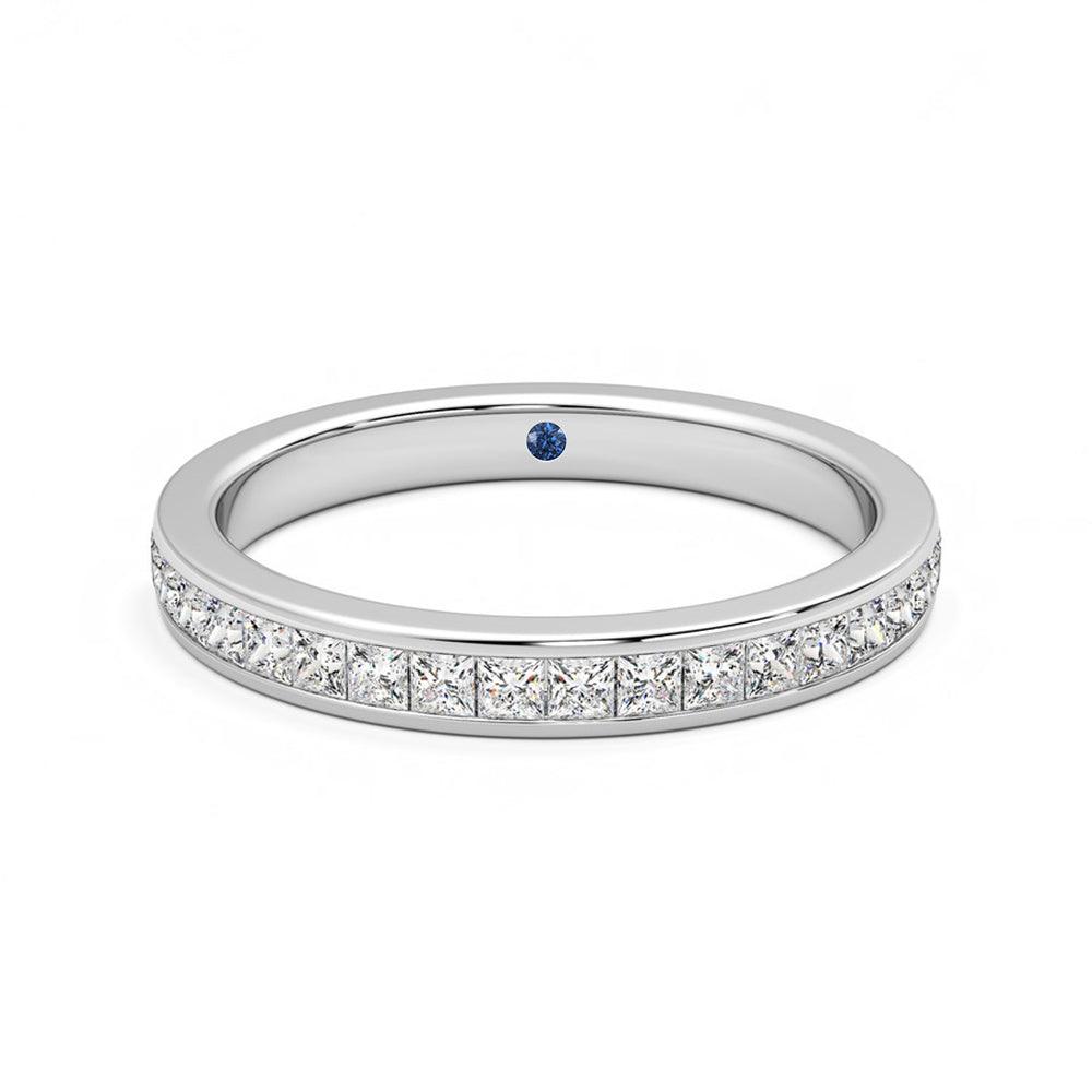 Princess Cut Moissanite Half Eternity Wedding Band - Channel Set with Anniversary Accent Stones | Perfect for Engagement Rings, Anniversary Gifts & Bridal Jewelry