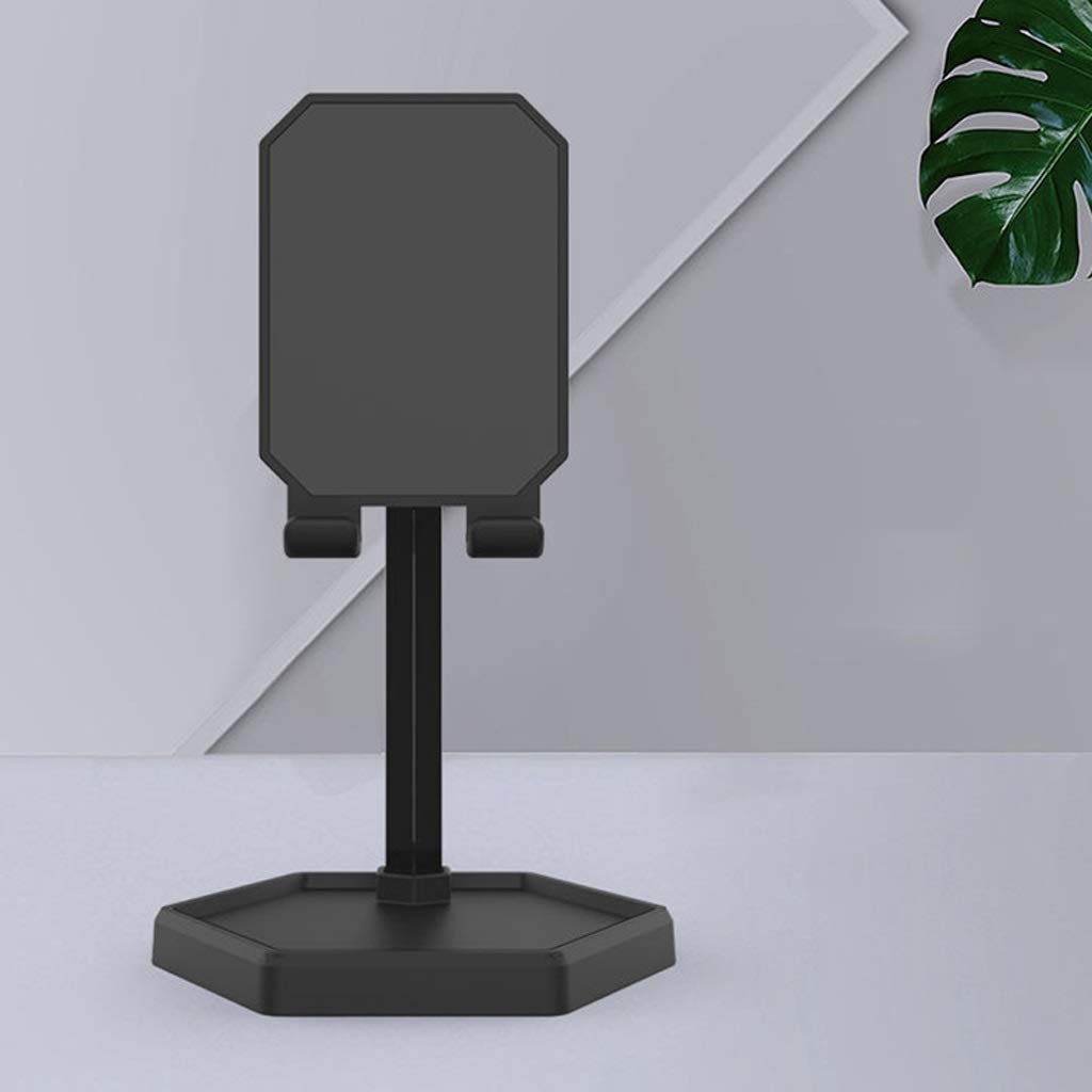 WSSBK Adjustable Phone Stand Holder for Desk - Universal Cell Phone Mount Compatible with iPhone, Samsung, Google Pixel - Perfect for Video Calls, Streaming & Hands-Free Viewing (Black)