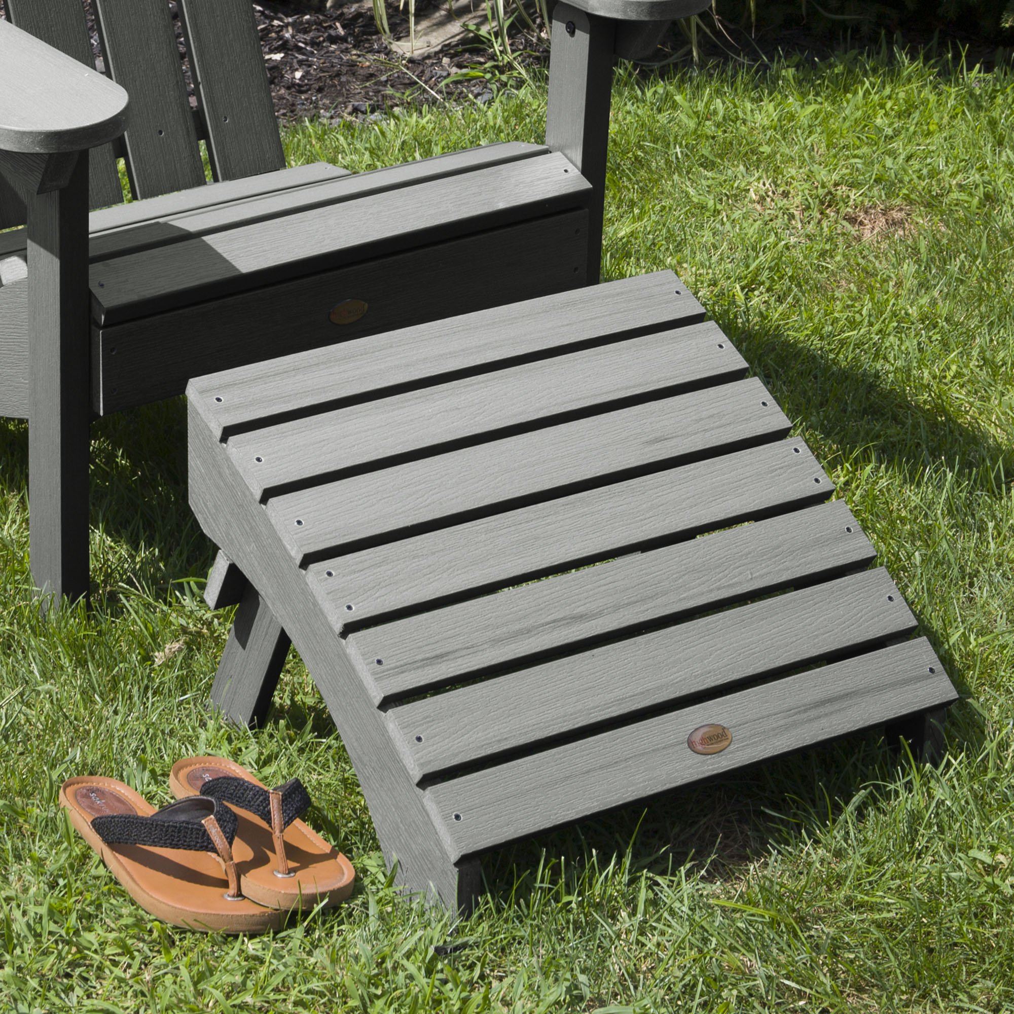Refurbished Folding Adirondack Ottoman - Outdoor Patio Furniture, Waterproof & Durable - Perfect for Garden, Deck, Poolside Relaxation