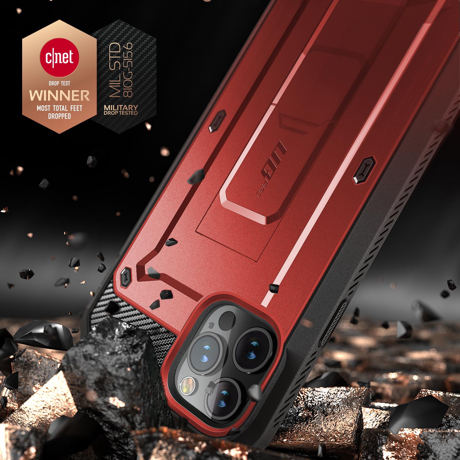 iPhone 12 Pro Max 6.7 Inch Unicorn Beetle Pro Rugged Case - Shockproof, Military-Grade Protection, Metallic Red - Perfect for Outdoor Adventures, Construction Work & Extreme Sports