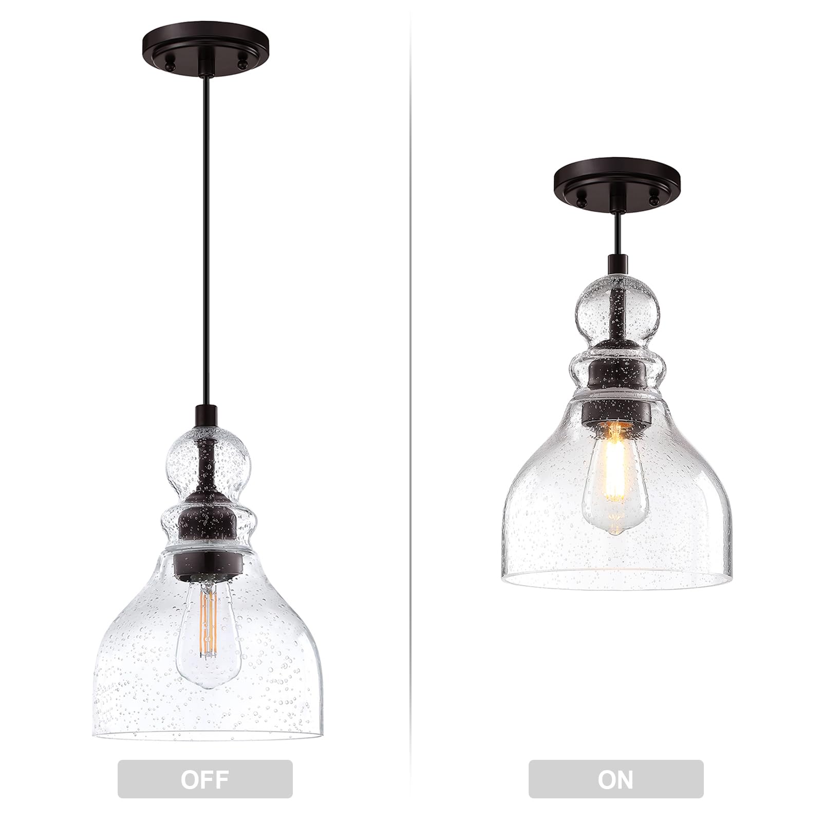 3 Pack Modern Industrial Farmhouse Pendant Light - 6.5