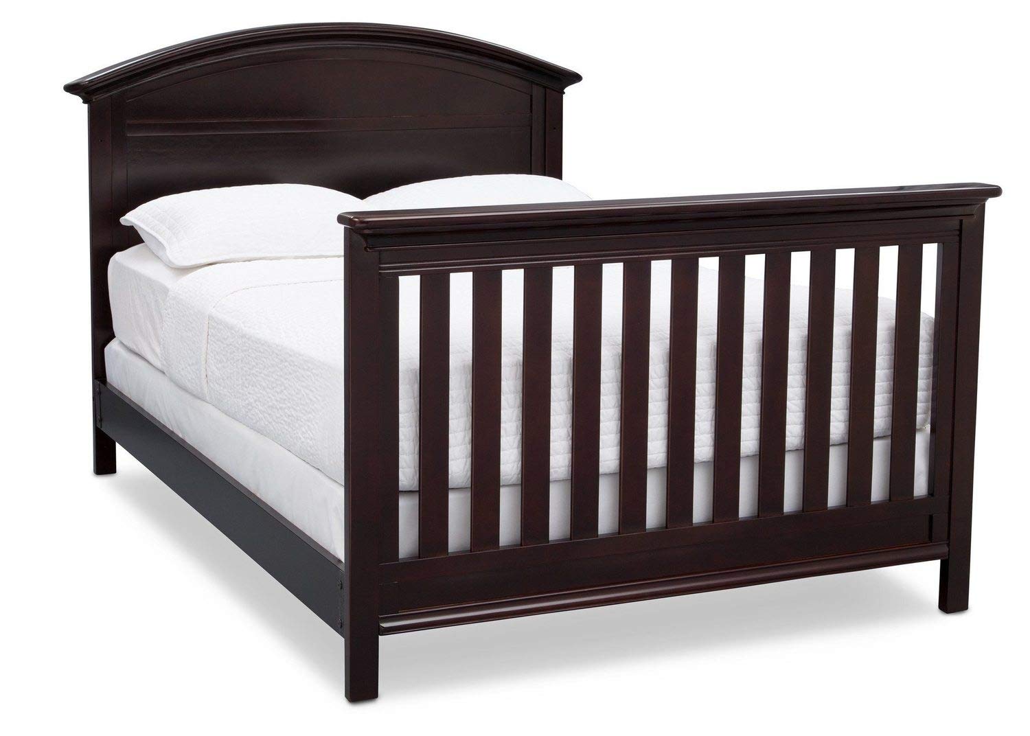 Full-Size Conversion Kit Bed Rails for Serta Aberdeen, Adelaide, Ashland, Banbury, Barrett, Bethpage, Fairmont, Fall River, Fernwood & Mid-Century Modern 4-in-1 Cribs - Dark Chocolate - Safe Toddler to Twin Bed Transition for Nursery & Kids Room