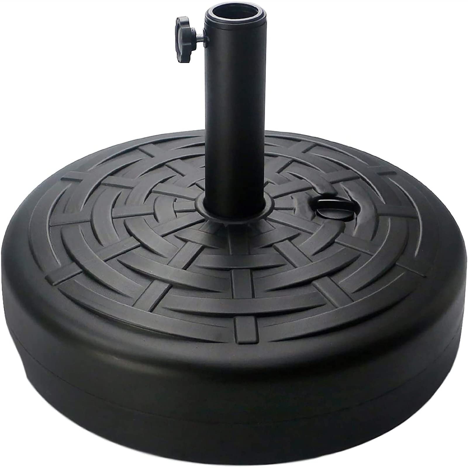 Heavy Duty Plastic Patio Umbrella Base - Free Standing Round Outdoor Umbrella Stand with Water/Sand Fill Option - Weatherproof & Durable for Garden, Poolside, Deck, Backyard (Black)