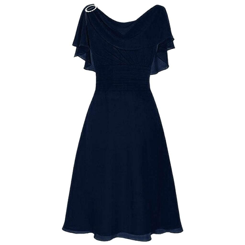 Elegant Women's Chiffon Wedding Guest Dress - Formal Bridesmaid Gown with Ruffle Details for Cocktail Party, Prom & Special Occasions | Perfect for Summer Weddings, Evening Events & Formal Gatherings