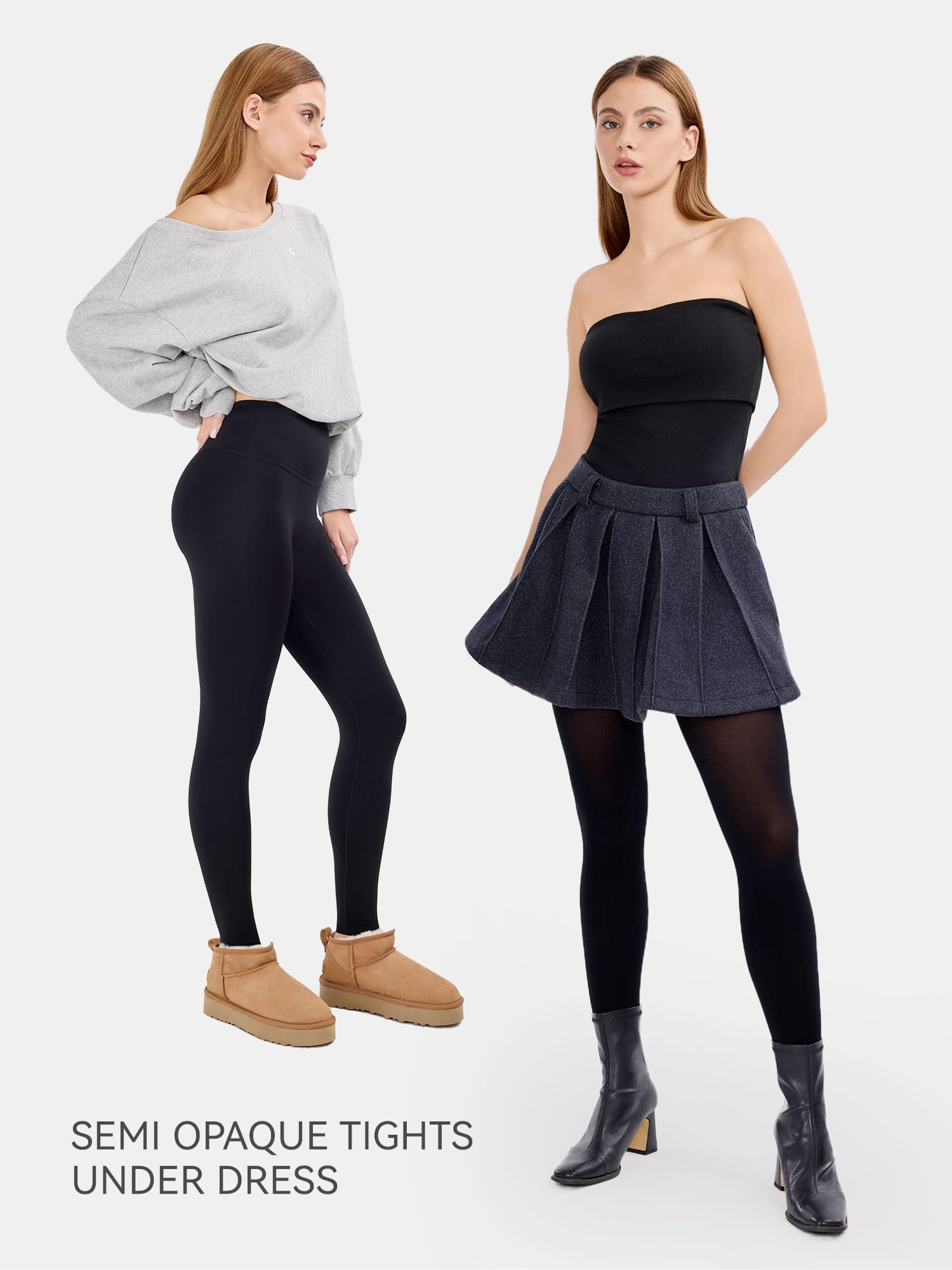 LUCKMEEY Women's Black Semi Opaque Tights with Tummy Control - Warm Pantyhose Stockings for Under Dresses | Perfect for Work, Winter Outfits & Formal Occasions