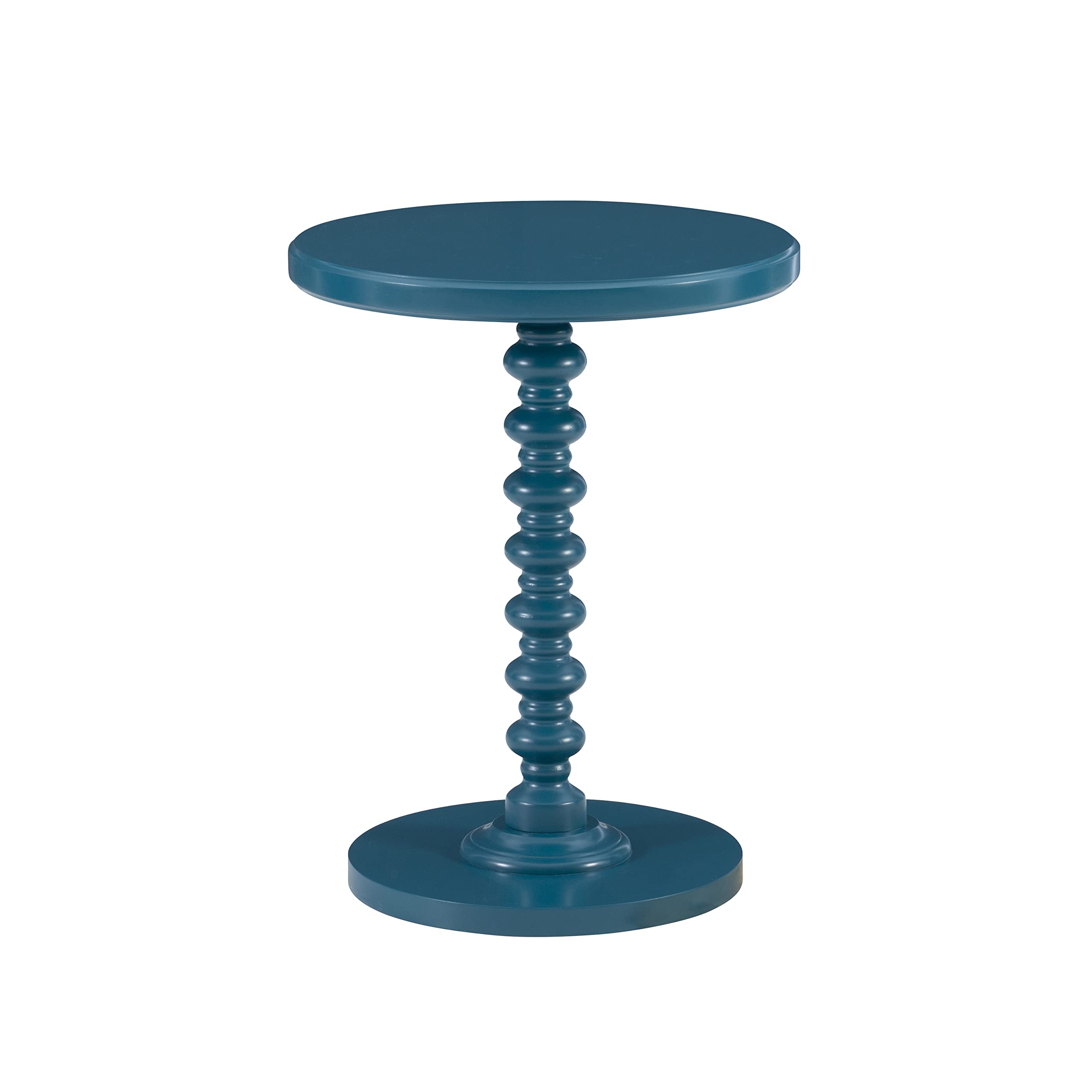 Powell Tarkin Round Teal Turned Spindle Pedestal Side Accent Table - Modern End Table for Living Room, Bedroom, or Entryway - Perfect Small Table for Coffee, Books, and Decor