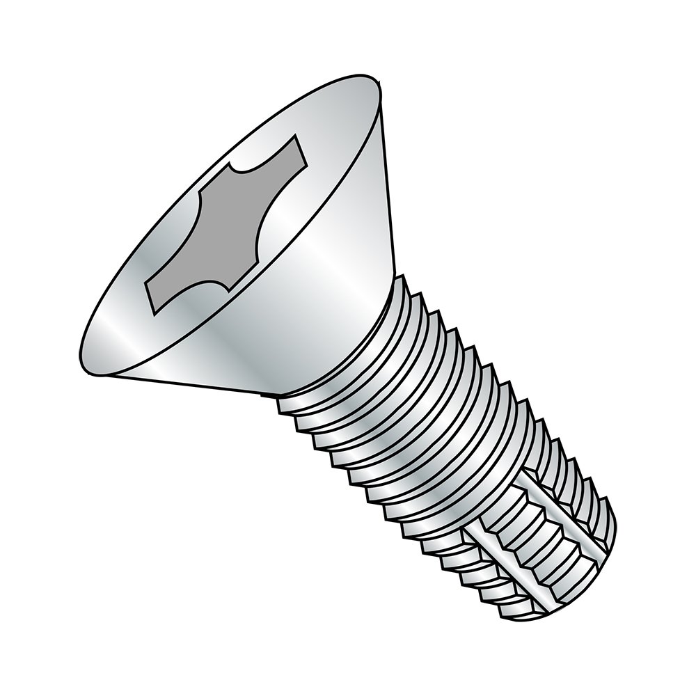 Small Parts 1480FPF Zinc Plated Steel Thread Cutting Screw, 82° Flat Head Phillips Drive Type F, 1/4