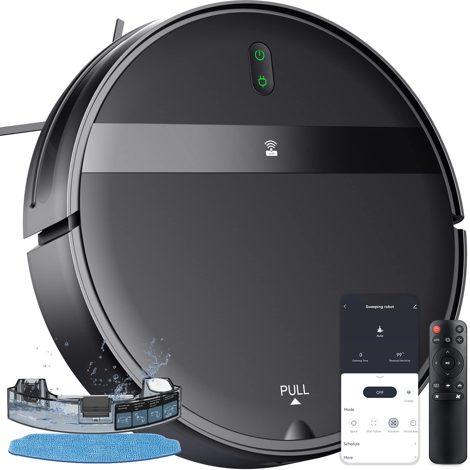 Smart Robot Vacuum and Mop Combo 2-in-1 with App & Voice Control - Self-Charging Robotic Vacuum Cleaner for Pet Hair, Carpets & Hard Floors - Ideal for Home Cleaning with Daily Scheduling (Black/Saddle Brown) - Perfect for Busy Families & Pet Owners