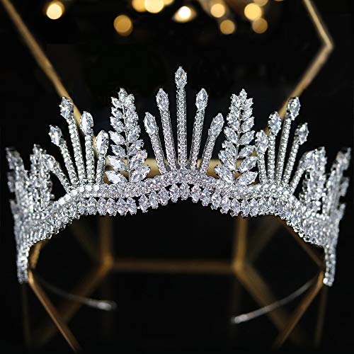 Jorsnovs Silver Cubic Zirconia Tiara Crown for Women & Girls | Elegant CZ Princess Bridal Headband | Wedding, Prom, Birthday, Cosplay Hair Accessories | Perfect for Royal-Themed Parties & Special Occasions