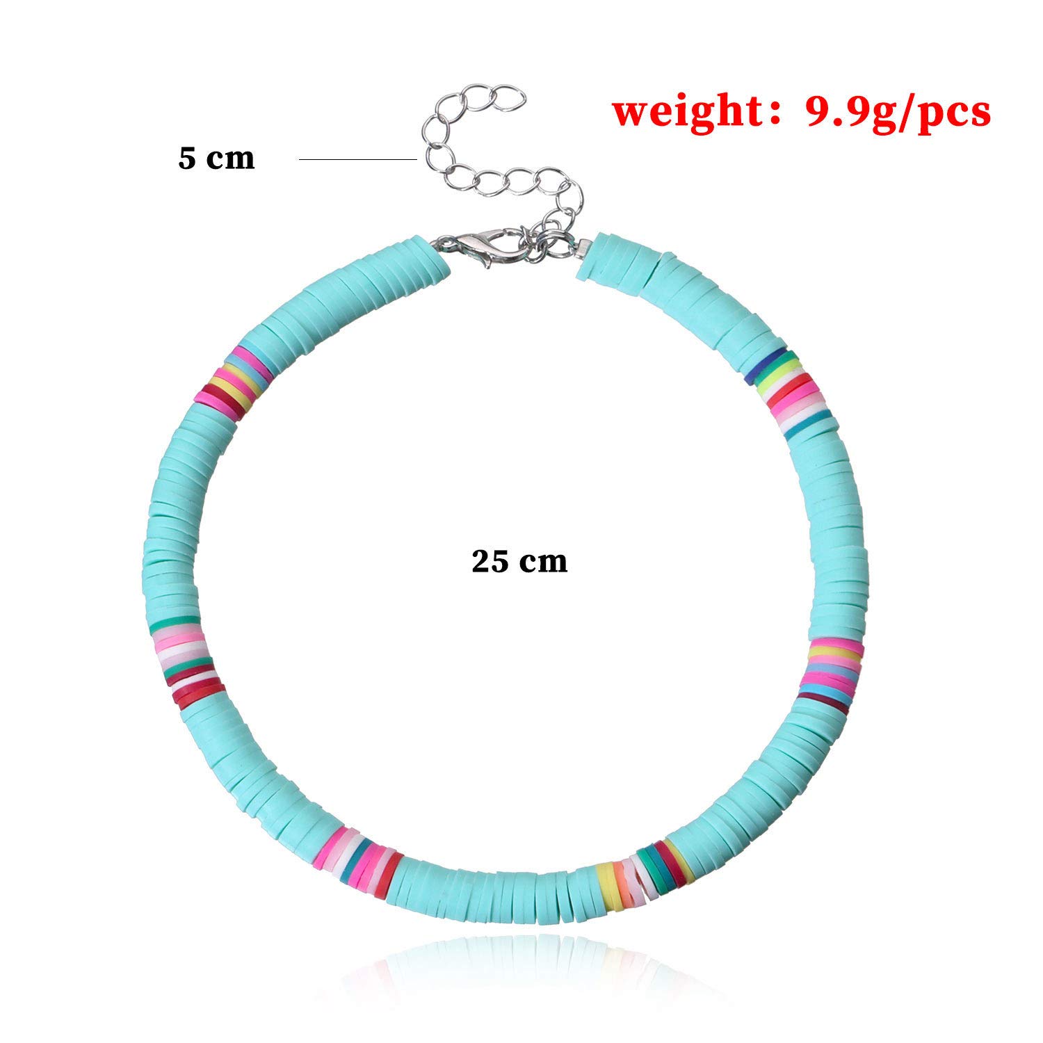 7-8 Pcs Boho Beaded Anklets - Colorful Multilayer Heishi Surfer Bracelets, Handmade Bohemian Stackable Stretch Beaded Anklet Set for Women - Rainbow Foot Jewelry for Summer, Beach, Festival & Boho Fashion Accessories