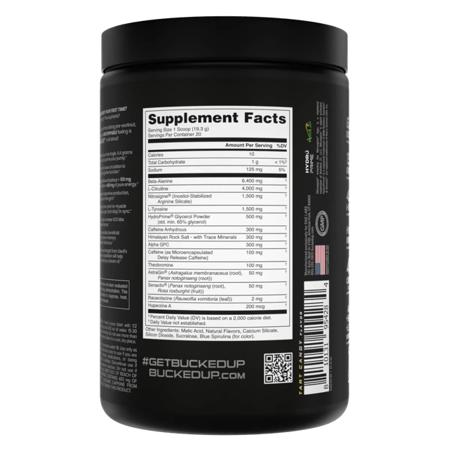 Bucked Up Mother Bucker Pre Workout Supplement - Tart Candy Flavor for Energy & Focus | Gym, Fitness & Bodybuilding Performance Booster
