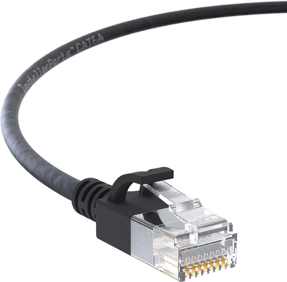 InstallerParts CAT6A Ethernet Cable Slim UTP Booted 1FT (200 Pack) - Black - Professional Series - 10Gigabit High Speed Internet Cable, 550MHz, 28AWG - Perfect for Office Networking, Server Rooms & Home Internet Setup