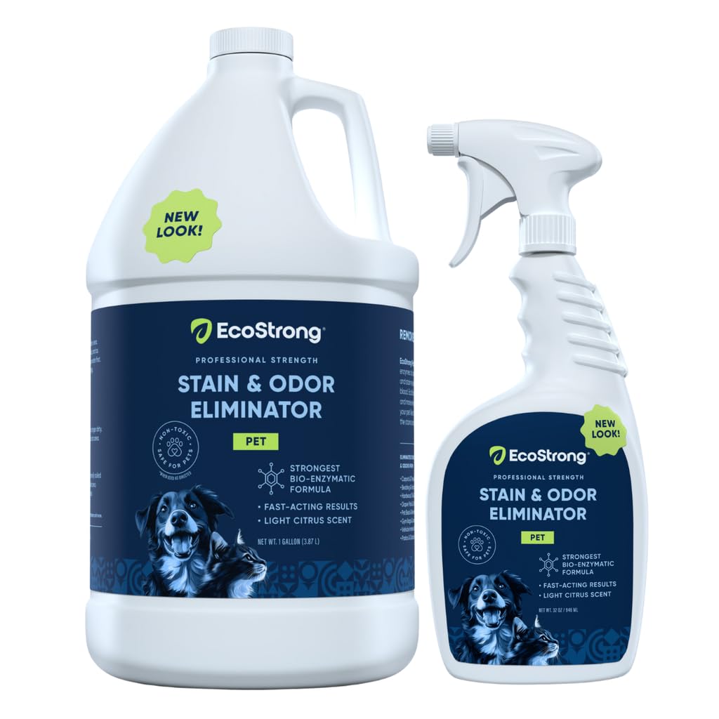 Eco Strong Pet Stain and Odor Remover - Enzyme Cleaner for Cat & Dog Urine, Eliminates Stains and Odors - 160 Oz - Perfect for Carpets, Floors, and Pet Accidents
