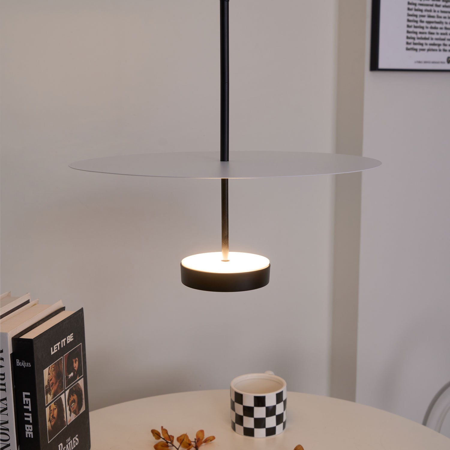 Modern Flat Pendant Light Fixture - Sleek Minimalist Ceiling Lamp for Kitchen Island, Dining Room & Bedroom Lighting - Energy Efficient LED Hanging Light with Adjustable Cord