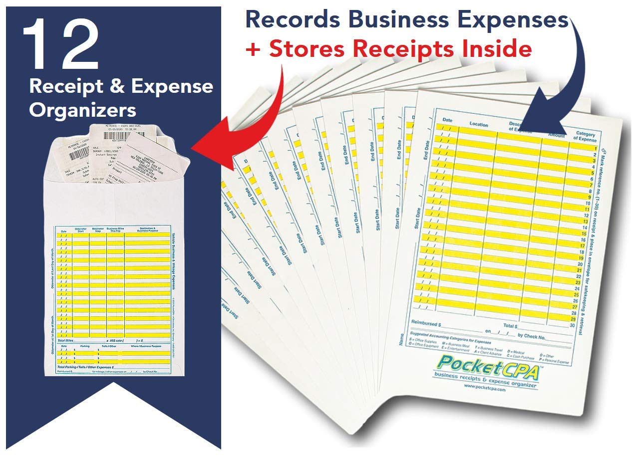 Business & Personal Receipt Organizers - 12 Pack Expense Envelopes for Tax Deductions + 12 Credit Card Receipt Holders - Perfect for Small Business Accounting & Personal Budget Tracking - Ideal for Office Organization & Home Finance Management
