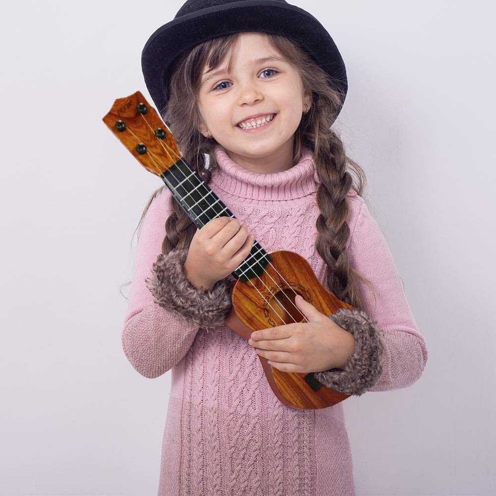 **17 Inch Kids Ukulele Guitar Toy with 4 Steel Strings & Pick - Wooden Musical Instrument for Preschool Children Ages 3-6 | Early Learning Educational Gift for Toddlers | Perfect for Birthday, Christmas & Music Playtime**