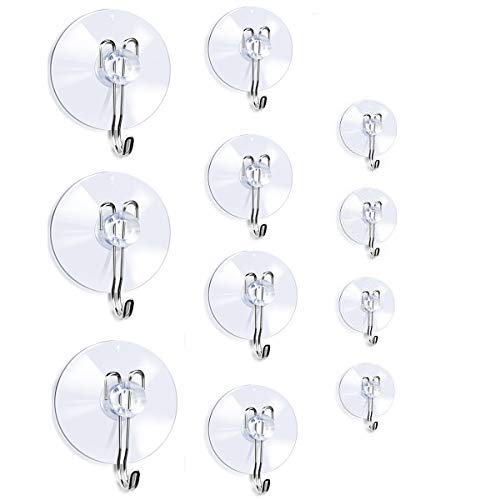11-Pack Heavy Duty Suction Cup Hooks with Metal Hooks - Strong Glass, Shower & Window Wall Hangers for Wreaths, Towels & Decor - Perfect for Bathroom, Kitchen & Front Door Organization