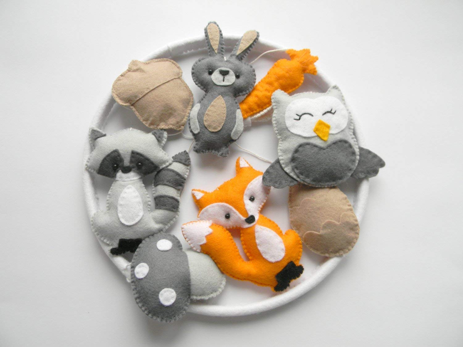 Woodland Nursery Mobile - Handmade Felt Animal Crib Mobile with Fox, Owl, Raccoon & Bunny - Forest Friends Baby Mobile for Newborns - Perfect for Nursery Decor & Baby Shower Gifts