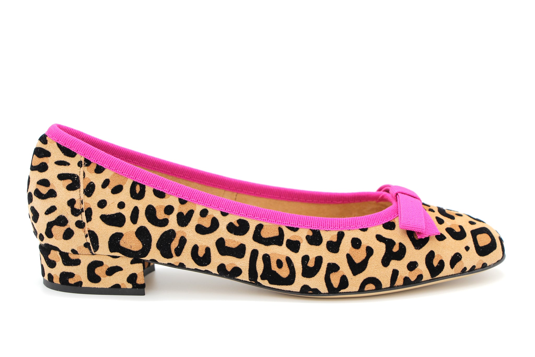 Fabucci Women's Leopard Print Ballet Flats - Pink Piping Comfortable Slip-On Shoes for Work, Office & Casual Outfits