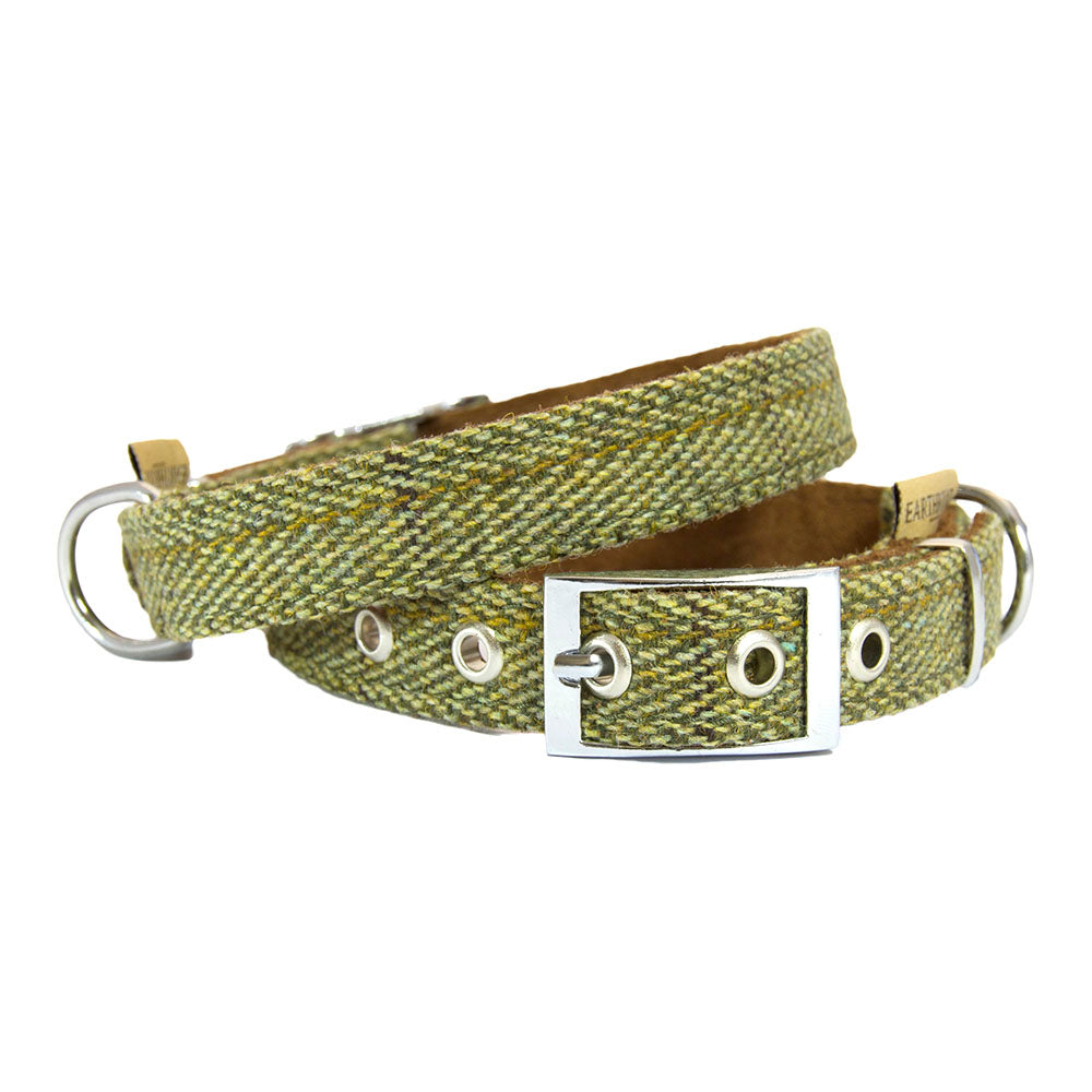 Premium EARTHBOUND Signature Tweed & Leather Dog Collar - Stylish & Durable Pet Accessory for Small & Medium Dogs - Perfect for Daily Walks, Training & Outdoor Adventures