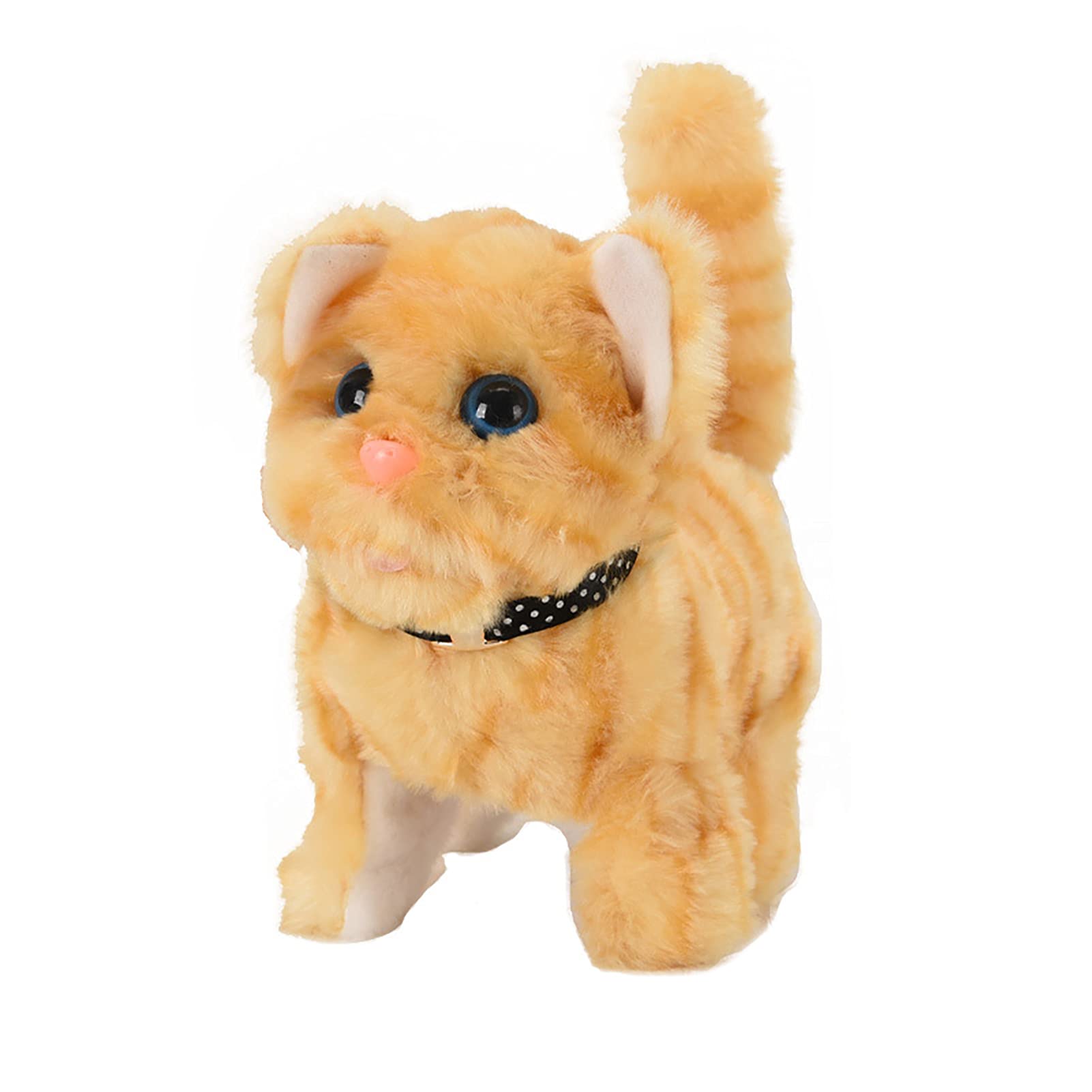 Interactive Electric Plush Cat Toy - Walking & Barking Stuffed Animal for Kids, Toddlers & Babies | Perfect Gift for Birthdays & Holidays | Yellow    **Usage Scenarios:**   - Fun interactive pet toy for playtime & bonding   - Great for birthdays, Christmas, and holiday gifts   - Ideal for toddlers learning about animals & sounds   - Soft plush companion for bedtime & cuddling