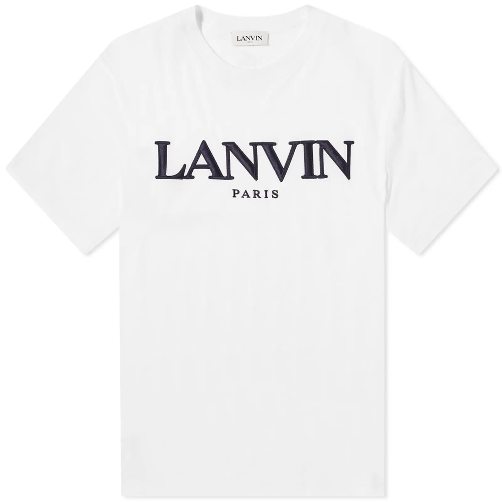 Lanvin White Embroidered Logo T-Shirt for Men | Luxury Cotton Crewneck Tee | Perfect for Casual Wear, Date Nights & Street Style Outfits