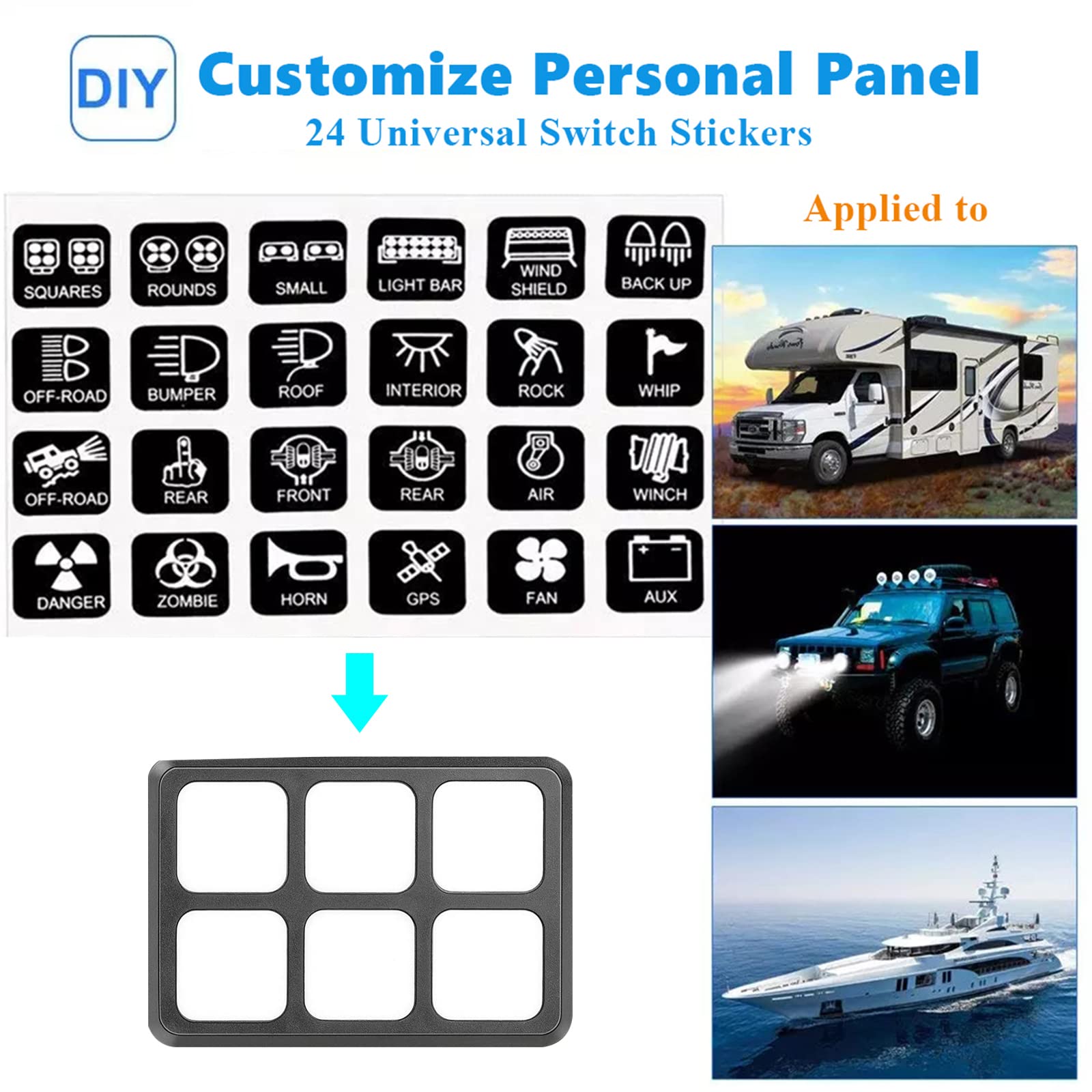 6 Gang Switch Panel - Universal Circuit Control Relay System with LED On/Off Buttons for Car, Truck, Boat, UTV & SUV | Waterproof Dash Control Panel for Off-Road, Marine & RV Use