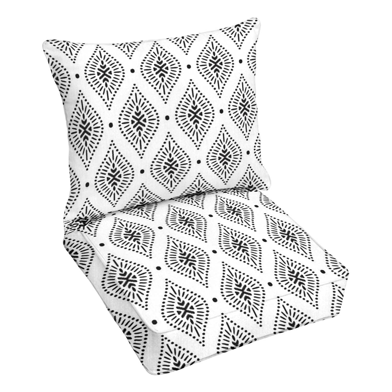 Premium Outdoor Deep Seating Cushion Set - Waterproof Patio Furniture Replacement Cushions for Lounge Chairs - Tribal Print Design - Perfect for Backyard, Poolside & Garden Conversation Areas