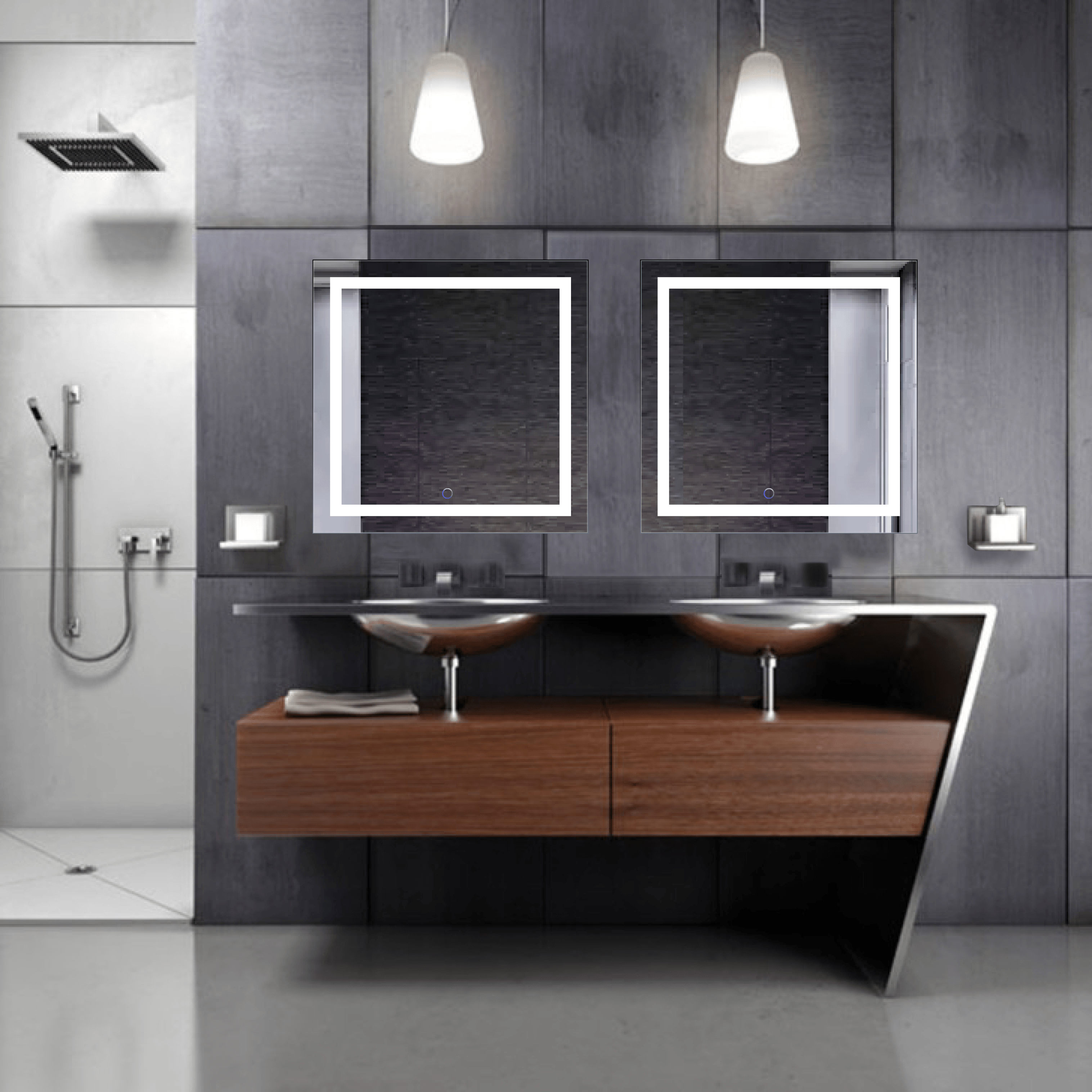 Krugg Icon 24x24 Inch LED Bathroom Mirror with Adjustable Dimmer & Anti-Fog Function - Perfect for Modern Vanity, Spa-Like Bathroom & Makeup Area Lighting