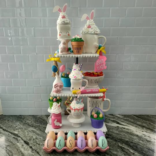 Easter Mini Mug Topper - Marshmallow Mug Decor with Fake Whipped Cream, Jelly Beans & Bunny - Perfect for Easter Tiered Trays, Spring Home Decor, Party Table Centerpieces & Holiday Gift Ideas
