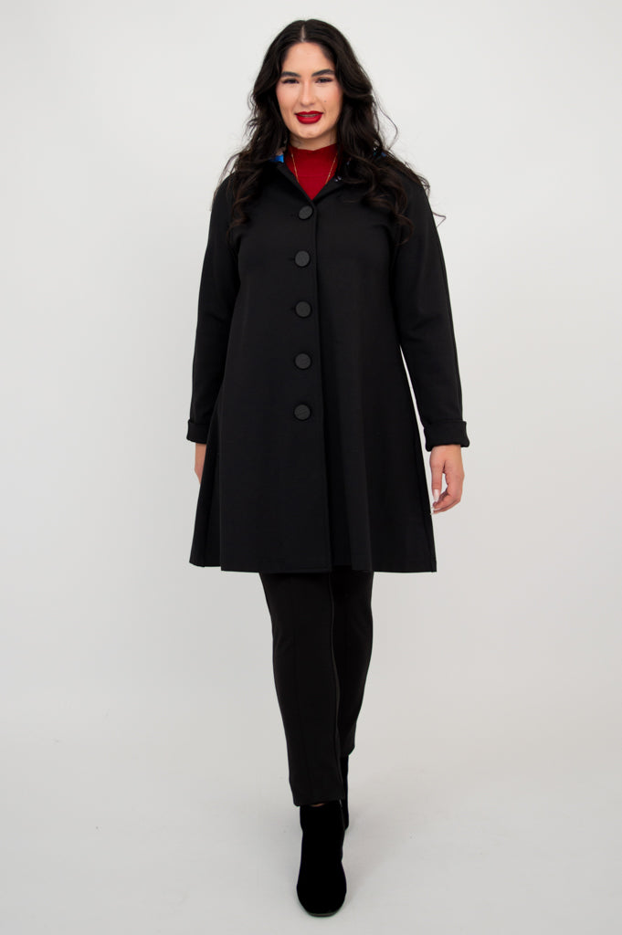 Florence Coat for Women - Soft Modal Fabric, Black Winter Trench Coat - Perfect for Office, Date Night & Cold Weather