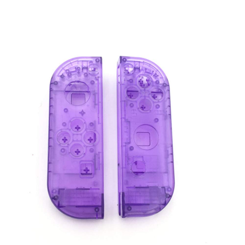 Nintendo Switch Controller Full Housing Shell Case Cover with Frame - Clear Purple Replacement for Joy-Con | Gaming Accessories for Enhanced Protection & Customization