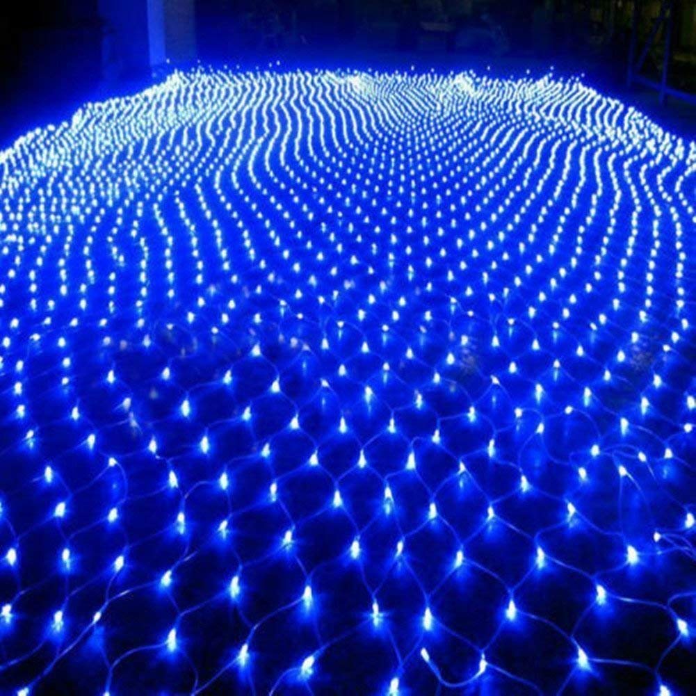 Solar Powered 204 LED Net Mesh String Lights - Waterproof 8 Modes Outdoor/Indoor Christmas Decorations for Tree, Wedding, Window Wall, Sweetheart Table, Camping & Beach (Blue) | Perfect for Holiday Lighting, Garden Parties & Romantic Ambiance