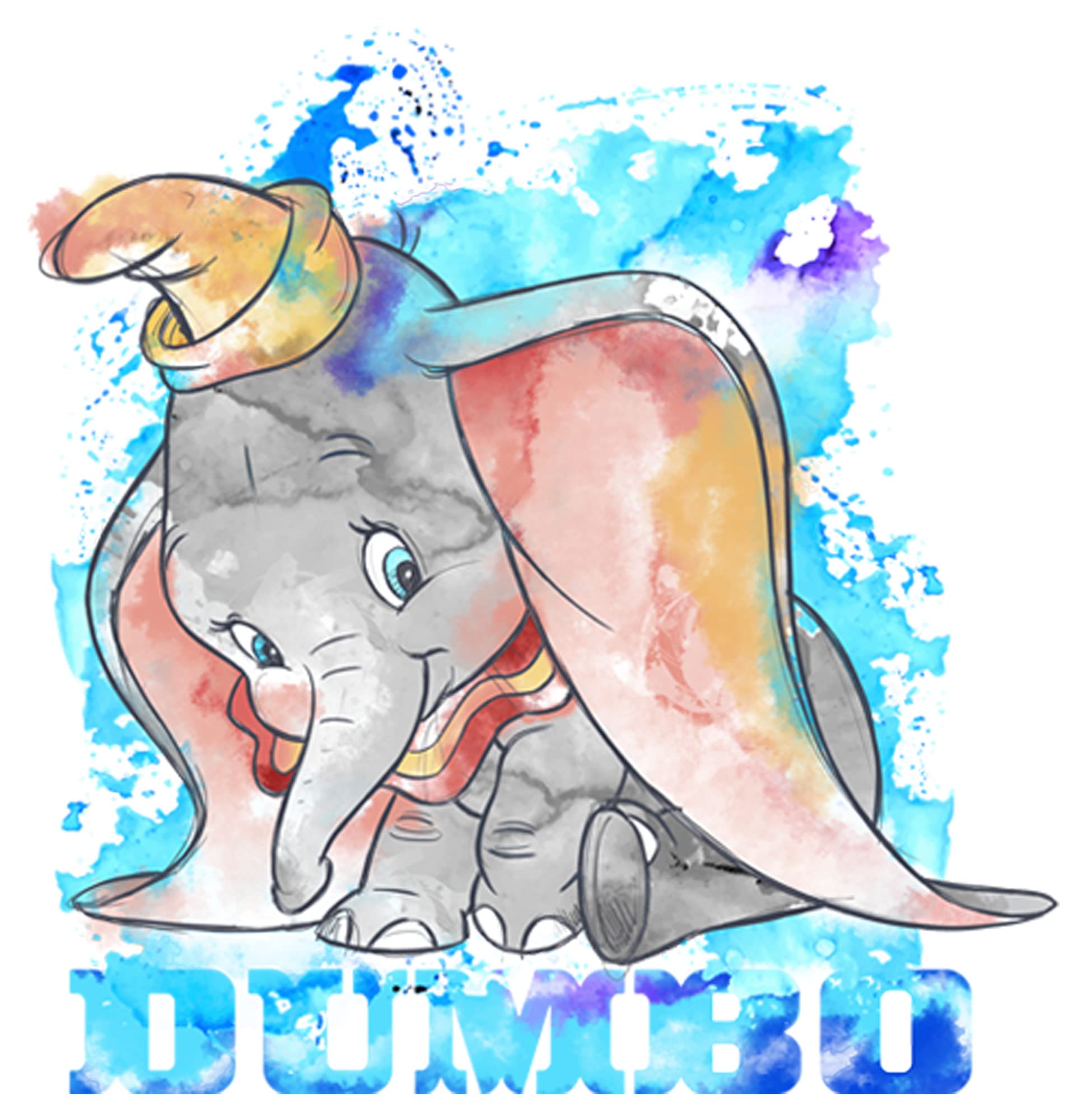 Girl's Watercolor Dumbo Graphic T-Shirt | Cute Disney-Inspired Cotton Tee for Kids | Perfect for Theme Parks, Birthday Parties & Casual Wear