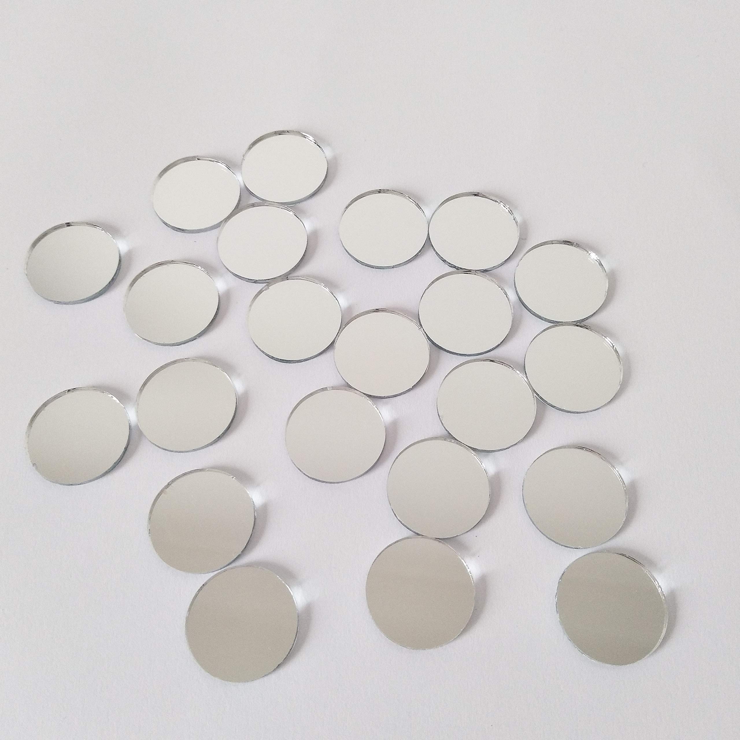 Round Glass Mirror Mosaic Tiles - Silver 3/4 Inch Real Circle Mirror Pieces for DIY Crafts, Home Decor, Table Scatter & Wall Art - Perfect for Mosaic Projects, Wedding Decorations, and Creative Art Designs