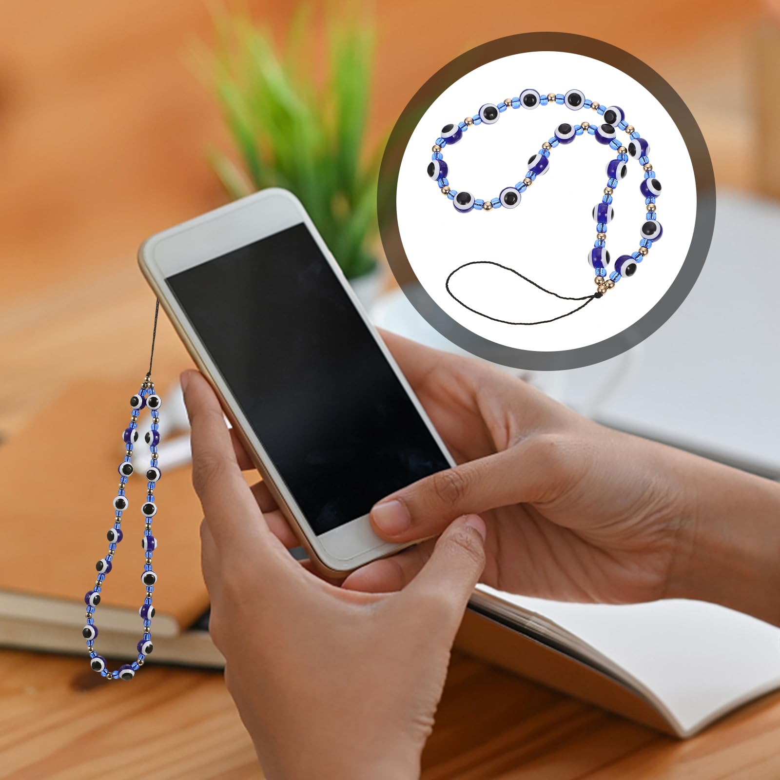 PartyKindom Cute Evil Eye Phone Charm Strap - Kawaii Phone Chain Keychain with Beads, Stylish Phone Accessories for Women & Girls, Perfect for Everyday Use, Gifts, and Travel