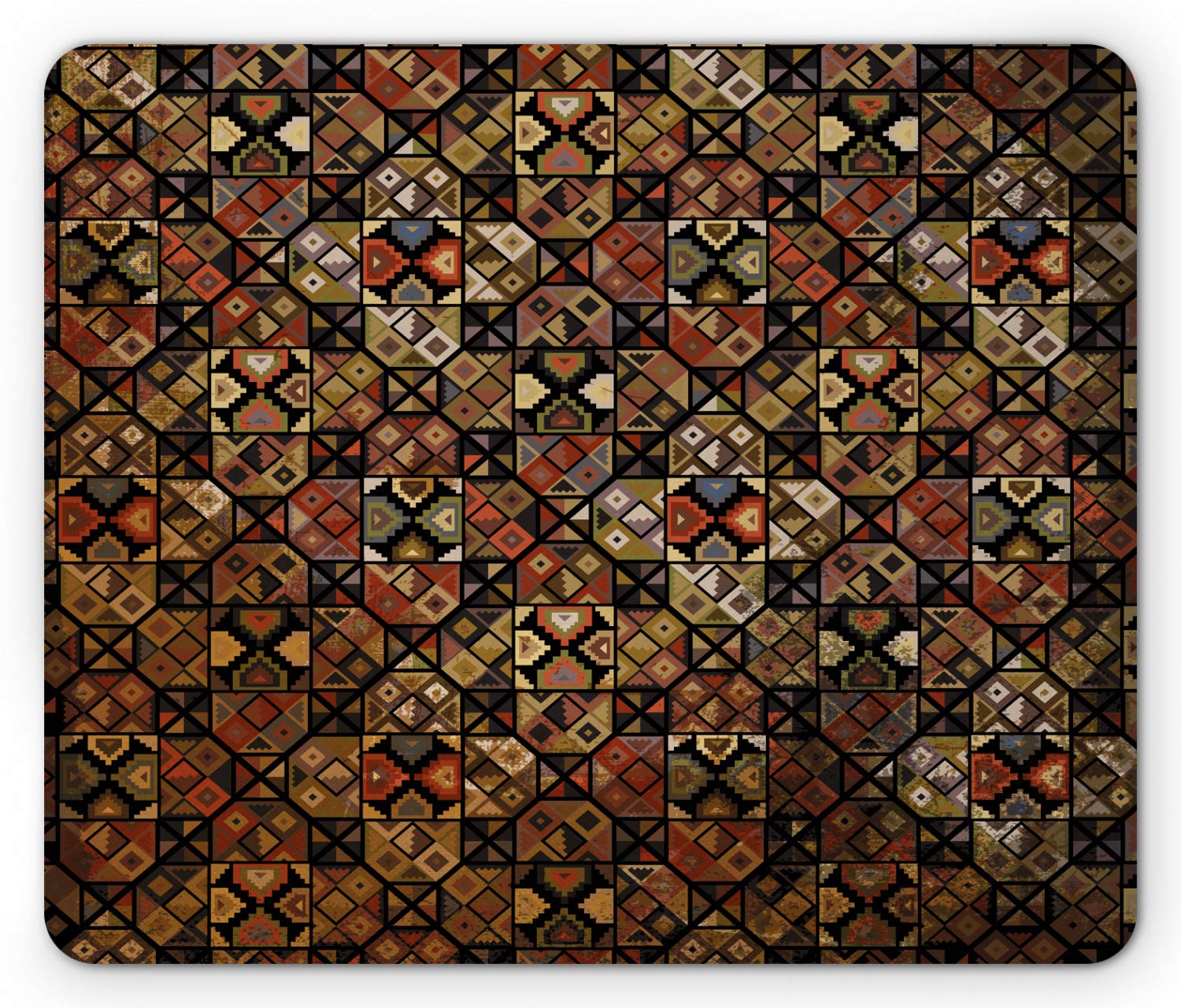 Lunarable Tribal Mouse Pad - Traditional Folk Inca Pre-Columbian American Bohemian Design, Non-Slip Rubber Base, Standard Size Rectangle Mousepad for Office & Gaming (Multicolor)