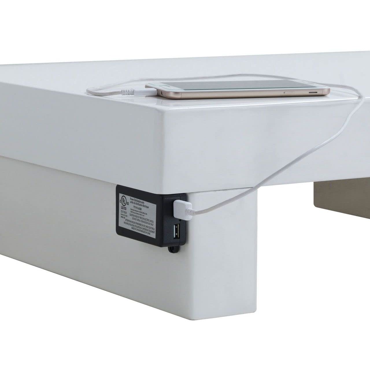 Modern White Gloss Nightstand by Furniture of America - Stylish Bedside Table for Bedroom, Living Room & Guest Room Decor