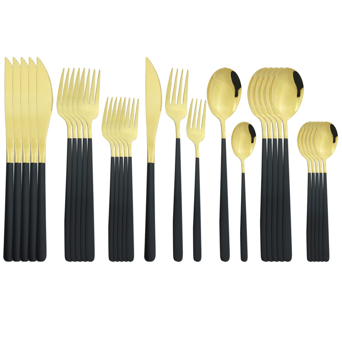 Premium 30-Piece Silverware Flatware Set - 18/10 Stainless Steel Cutlery Set with Knives, Forks & Spoons - Elegant Black Gold Dinnerware for 6 - Perfect for Home Kitchen, Dinner Parties & Restaurant Table Settings