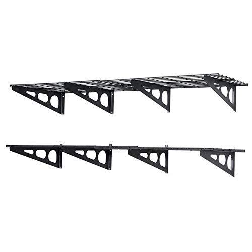 2PCS 2x6ft Heavy Duty Garage Shelving Units (182.8x60.9x10.2cm) - 500lbs Capacity Black Metal Wall Shelves for Garage Organization, Workshop Storage, Home Utility Rack - Perfect for Storing Tools, Car Supplies & Seasonal Items