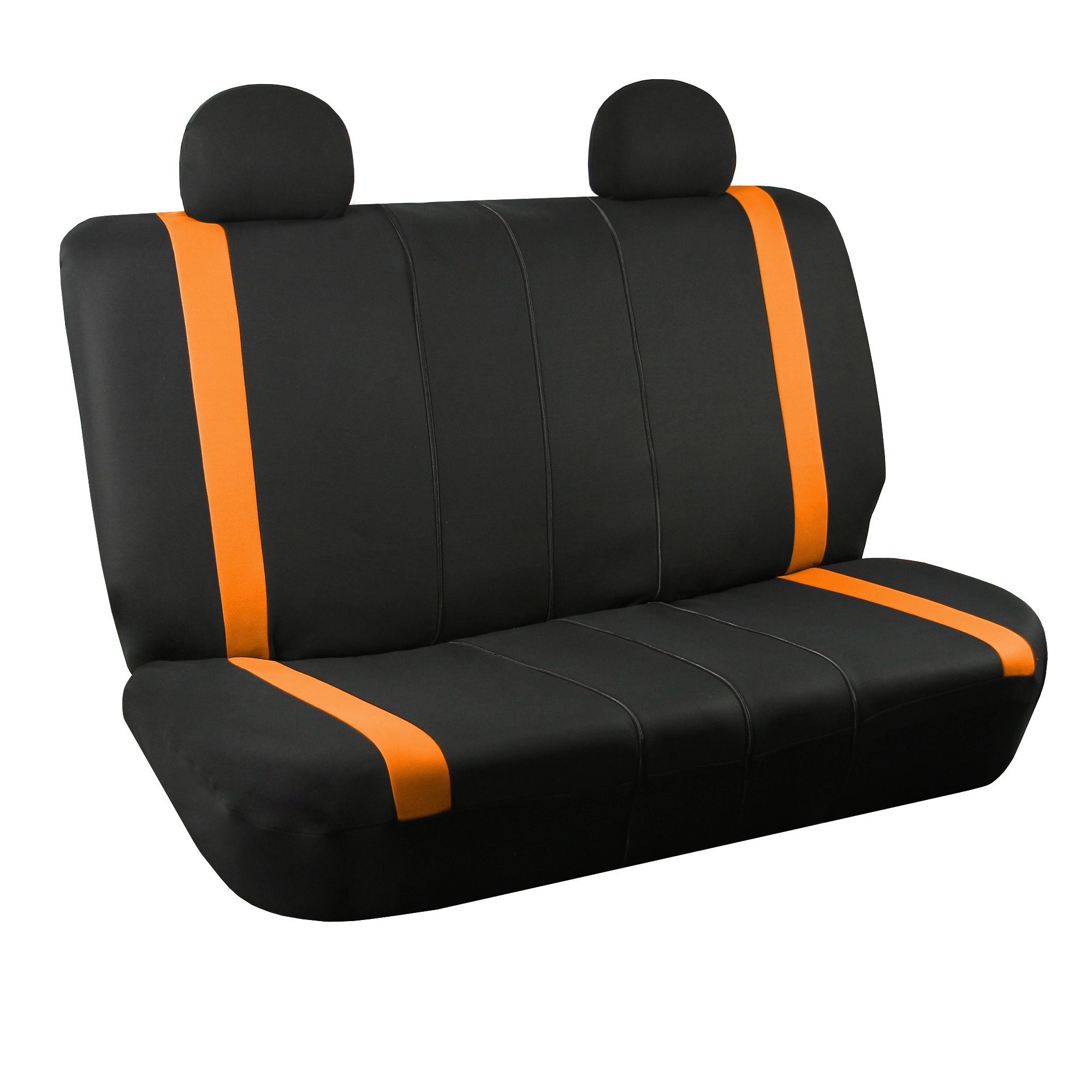 TLH Unique Flat Cloth Automotive Car Seat Covers Full Set - Universal Fit Orange Seat Protectors with Matching Floor Mats for Cars, SUVs & Vans | Perfect for Road Trips, Daily Commutes & Family Travel