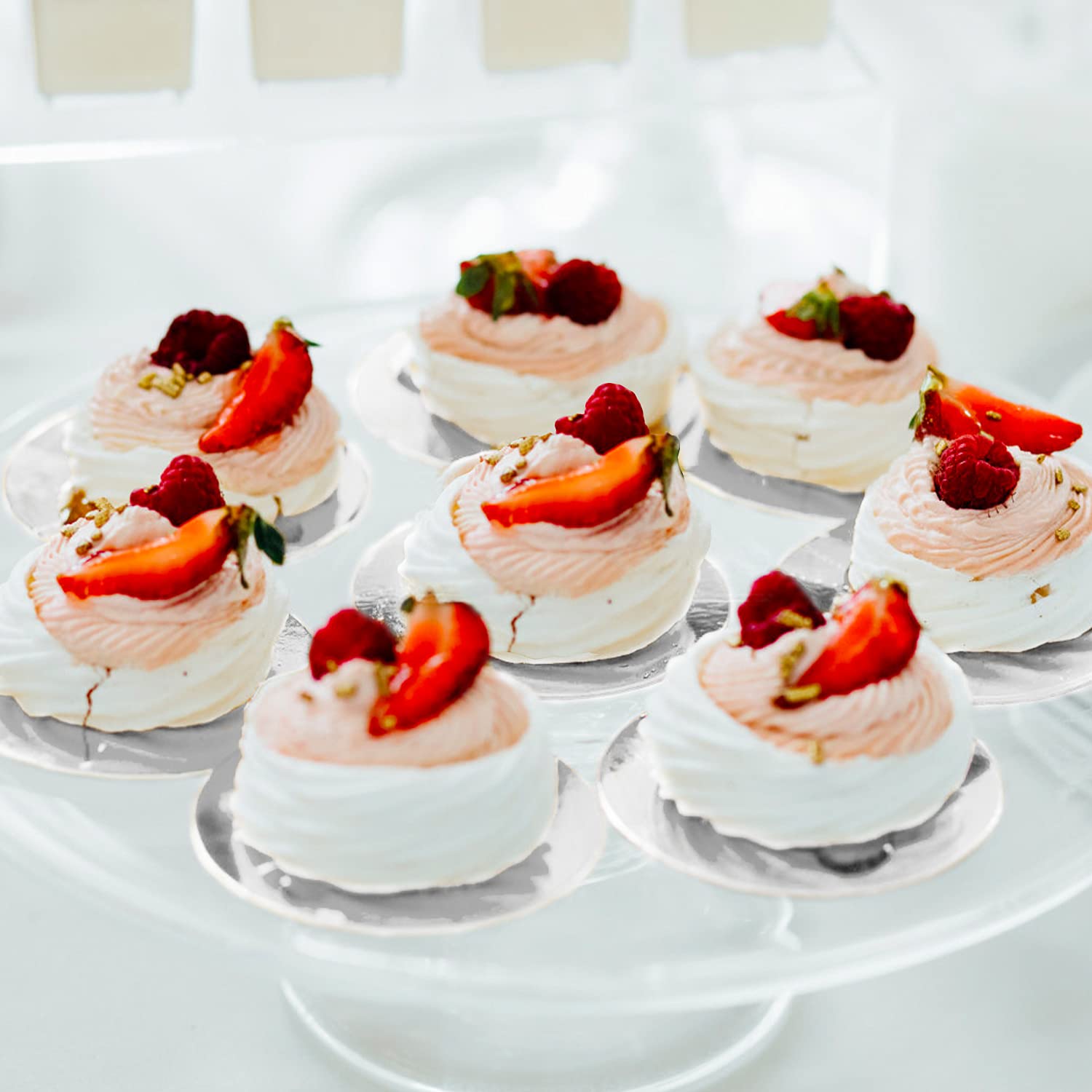 200 Pcs Mini Cake Boards - Silver Round Grease Proof Dessert Displays for Mousse Cakes, Cupcakes & Pastries | Perfect for Baking, Party Serving & Dessert Presentation