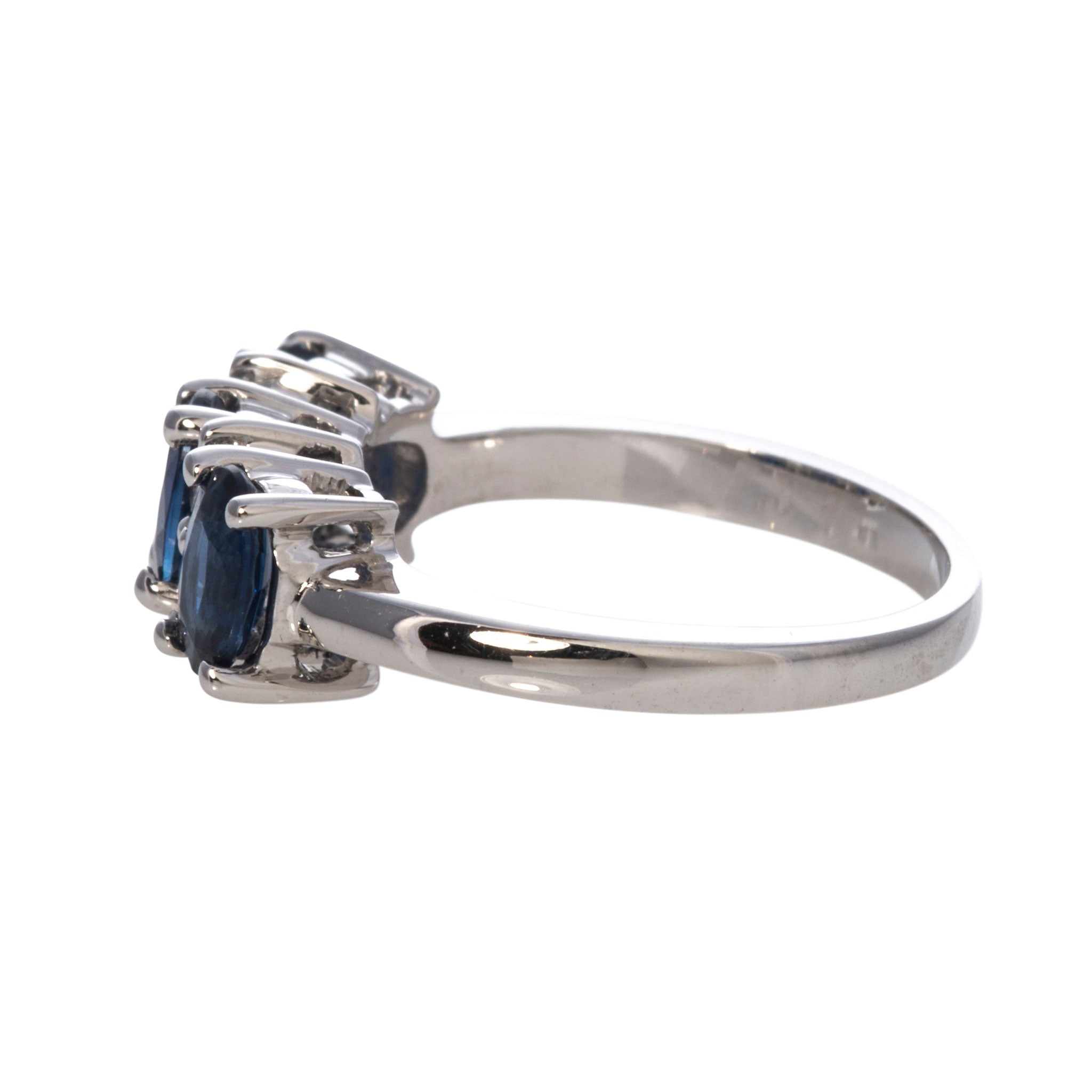 Three Stone Oval Sapphire & Diamond 14K White Gold Engagement Ring for Women | Elegant Wedding Band, Anniversary Gift, Promise Ring