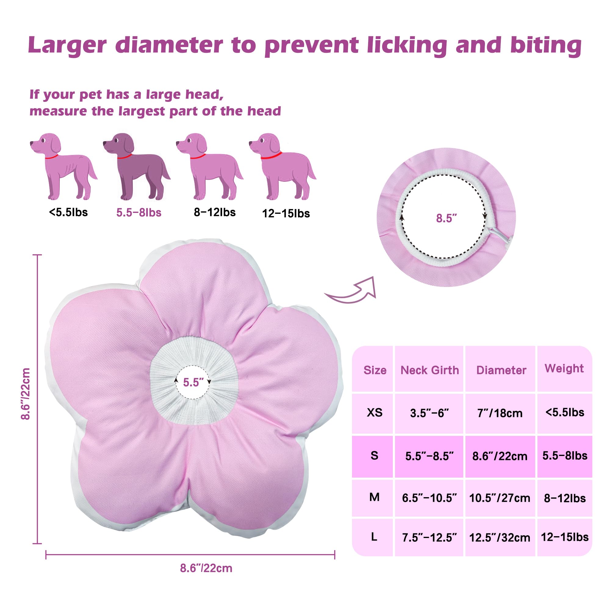 Soft Adjustable Dog Cone for Small Dogs & Cats - Comfortable Post-Surgery Recovery Collar to Stop Licking Wounds - Washable Elizabethan Collar (Pink, Small) - Perfect for Post-Surgical Care, Wound Protection & Pet Recovery at Home