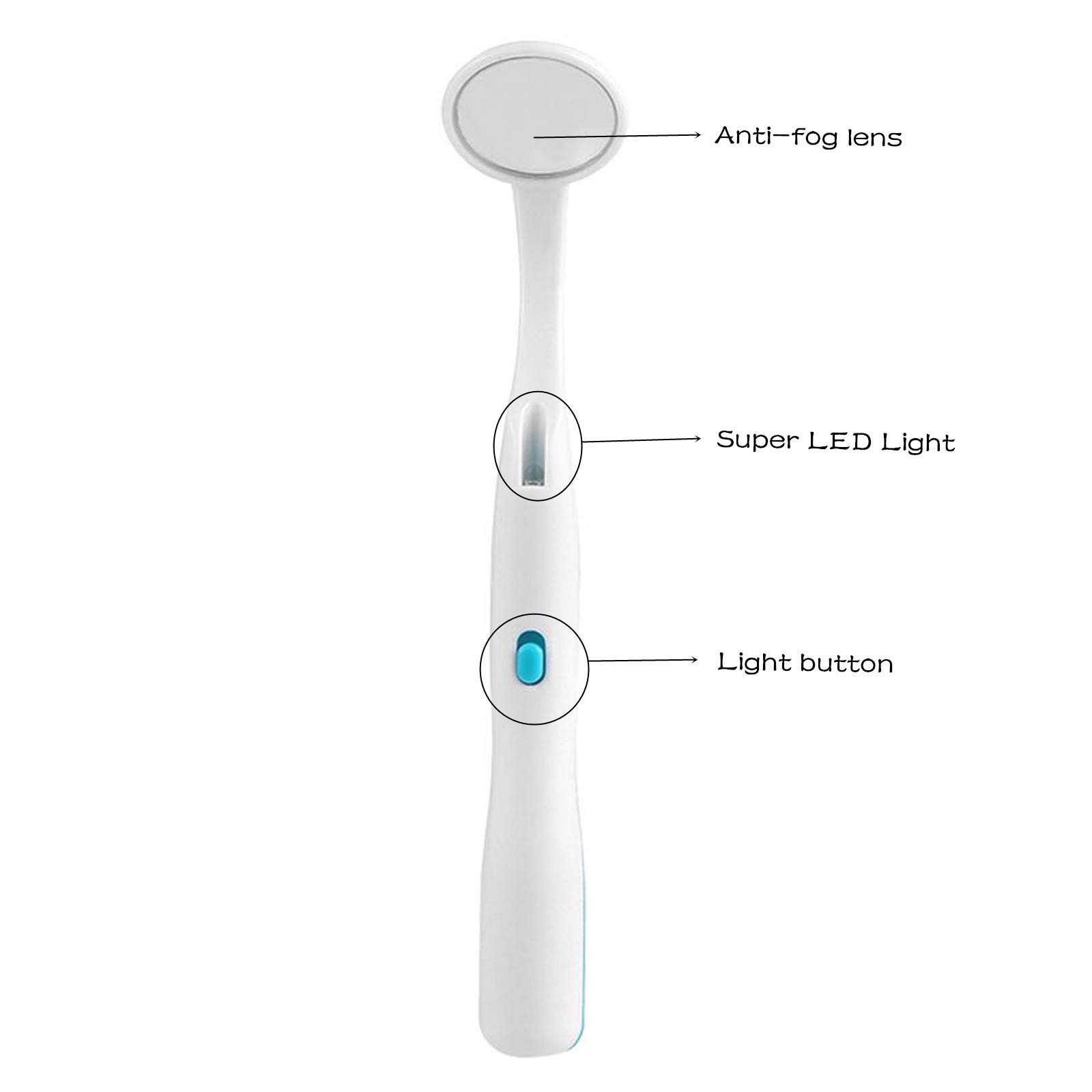 2 Pack LED Dental Mirror with Light - Anti-Fog Curved Angle Teeth Inspection Tool for Dentists & Oral Care | Perfect for Home Dental Checkups, Professional Exams & Oral Hygiene Maintenance