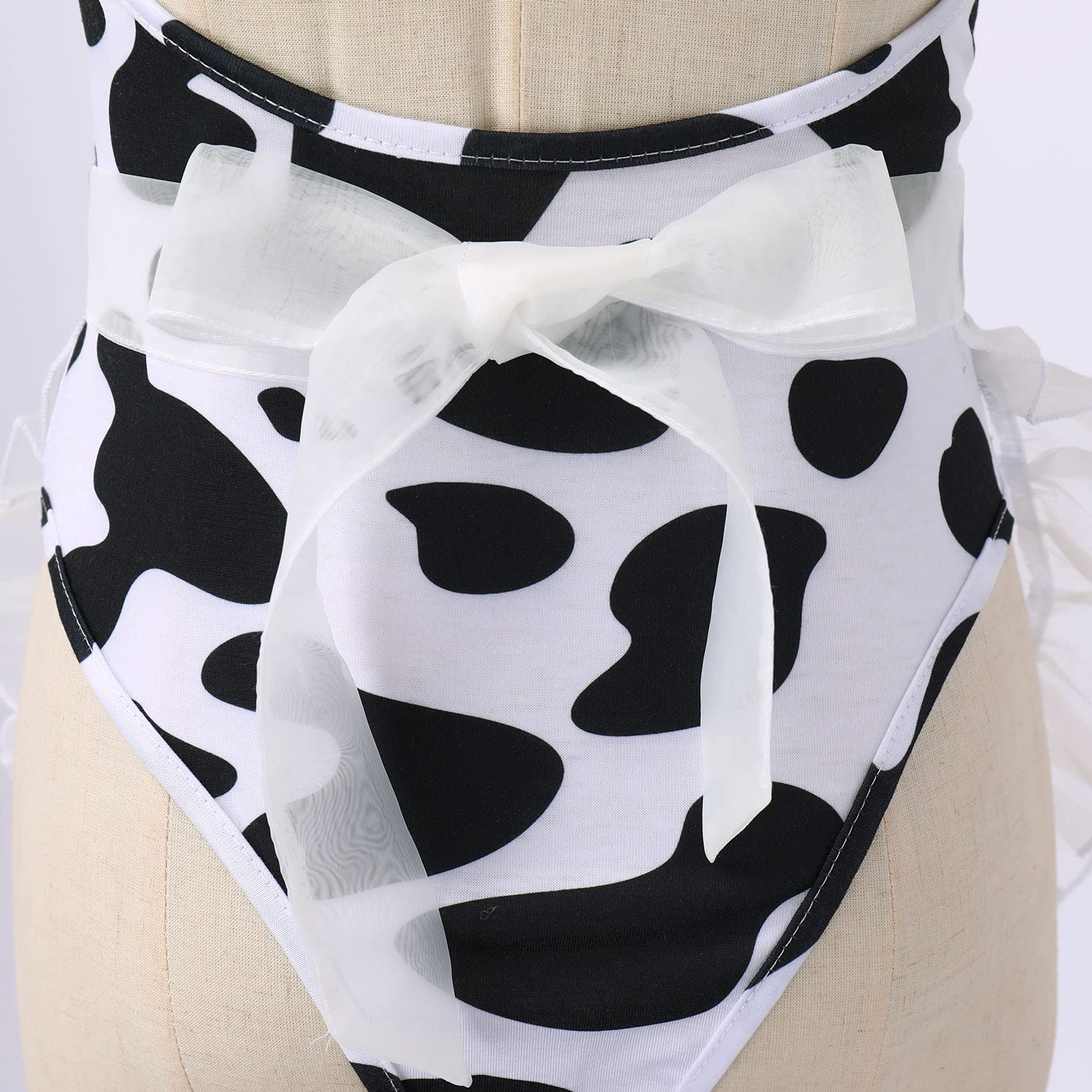 IMEKIS Women's Sexy Anime Cow Maid Costume Teddy Lingerie Set - Kawaii Lolita Japanese Cosplay Mini Bikini Bra & Panty Set - Perfect for Halloween, Cosplay Parties & Roleplay Outfits