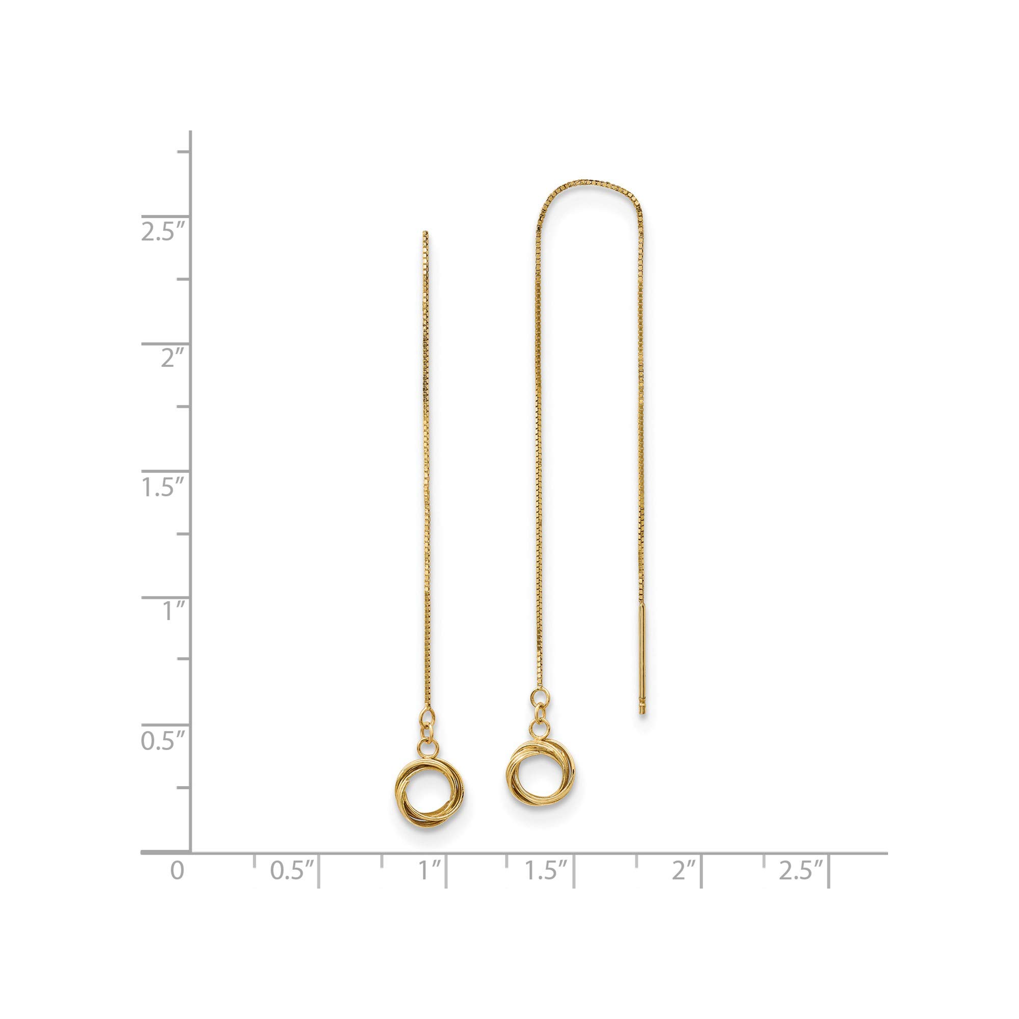 14K Yellow Gold Polished D/C Box Chain Love Knot Threader Earrings - Elegant Jewelry for Women, Perfect for Valentine's Day, Anniversary & Special Occasions