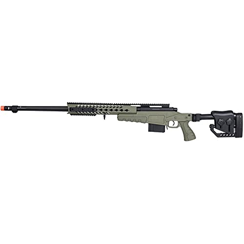 Lancer Tactical WellFire MB4418-2 Bolt Action Airsoft Sniper Rifle - OD Green - 380 FPS - Perfect for Outdoor Skirmishes & Target Practice