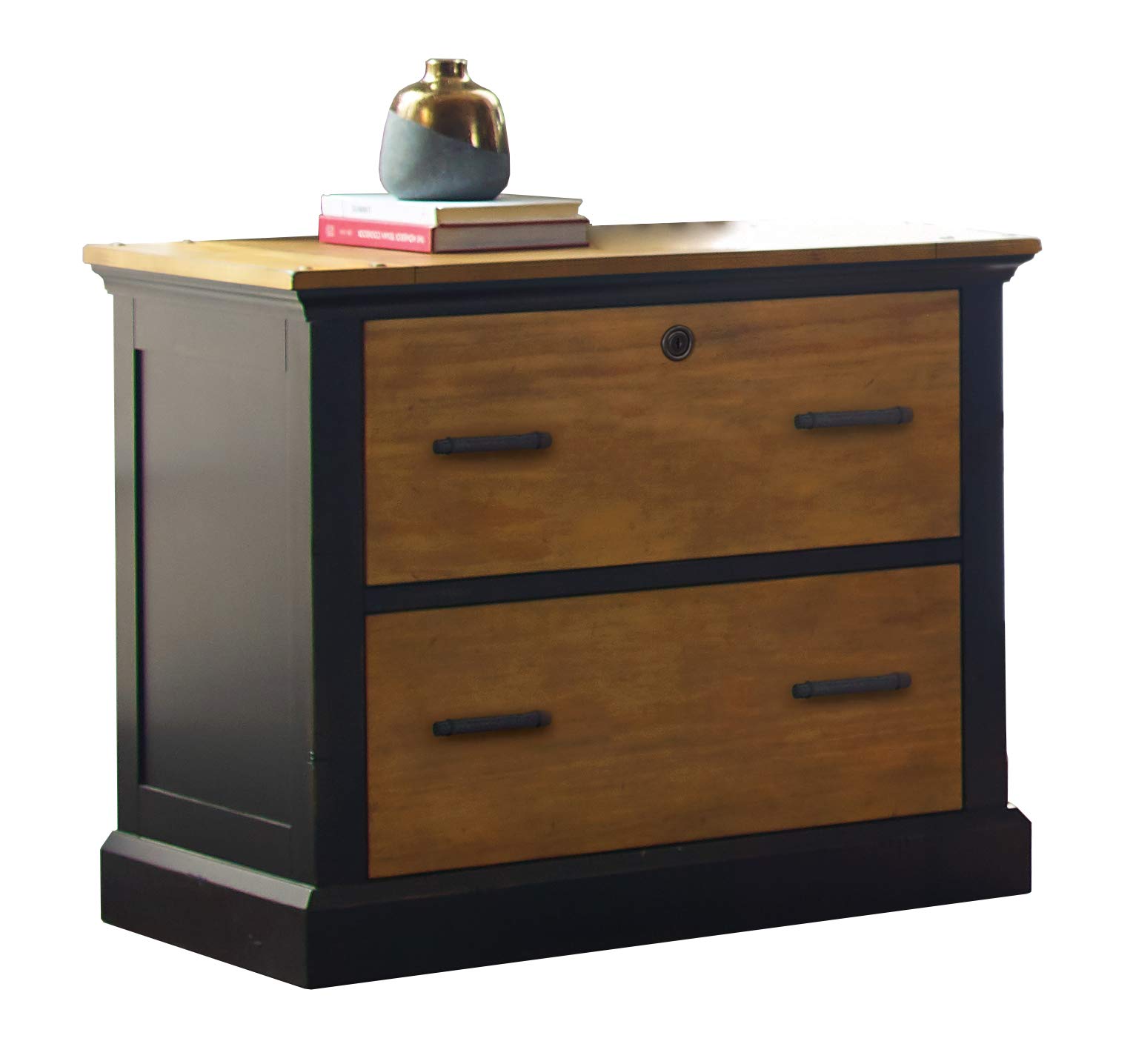 Martin Furniture 2-Drawer Lateral File Cabinet - Brown Wood Finish for Home Office Organization & Storage